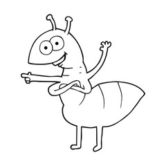 black and white cartoon ant