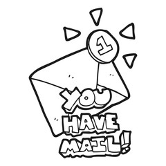 black and white cartoon email