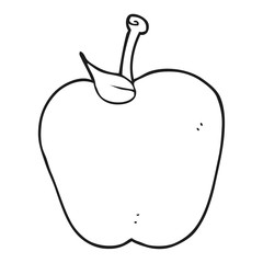 black and white cartoon apple