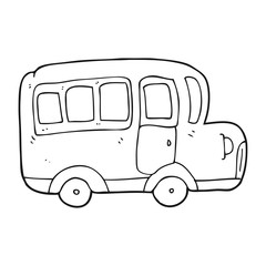 black and white cartoon yellow school bus