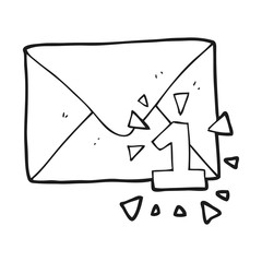 black and white cartoon email message