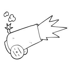 black and white cartoon cannon firing