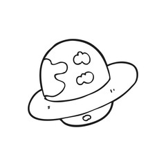 black and white cartoon planet