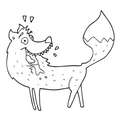 black and white cartoon wolf