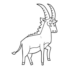 black and white cartoon antelope