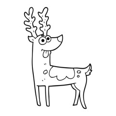 black and white cartoon reindeer