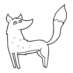 black and white cartoon wolf