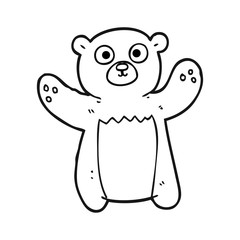 black and white cartoon teddy bear