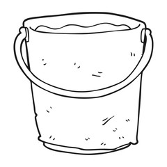 black and white cartoon bucket of water