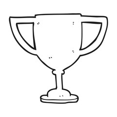 black and white cartoon sports trophy