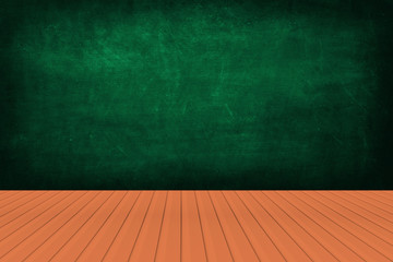 Blackboard on wood table, mock up for adding your text or displa