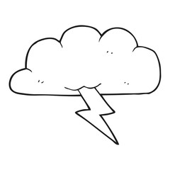 black and white cartoon thundercloud