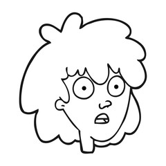 black and white cartoon female face