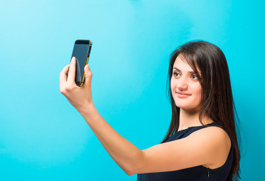a beauty girl taking selfie