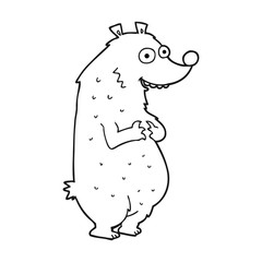 black and white cartoon bear