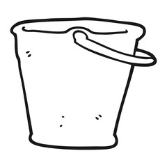 black and white cartoon bucket