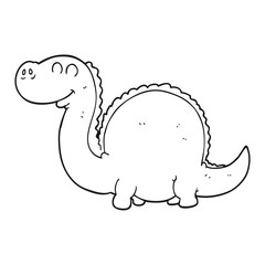 black and white cartoon dinosaur