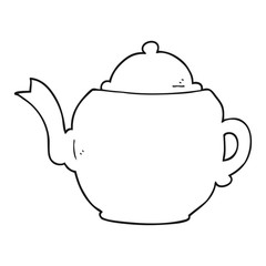 black and white cartoon teapot