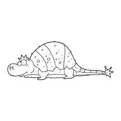 black and white cartoon dinosaur