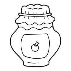 black and white cartoon jar of jam