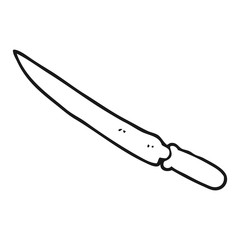 black and white cartoon kitchen knife