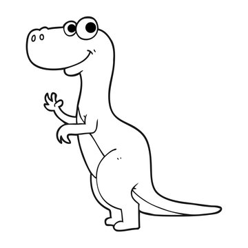 black and white cartoon dinosaur