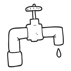 black and white cartoon dripping faucet