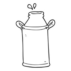 black and white cartoon milk barrel