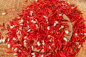 Red hot chili peppers with garlic for china sauce