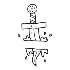 black and white cartoon dagger tattoo