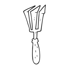 black and white cartoon gardening tool