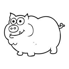 black and white cartoon pig