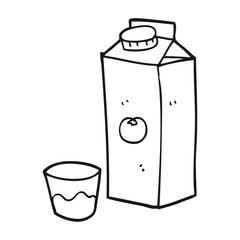 black and white cartoon orange juice