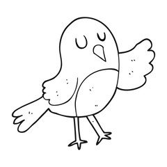black and white cartoon bird