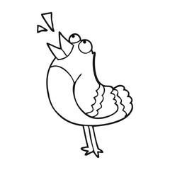 black and white cartoon bird