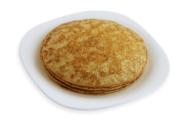 traditional pancakes - russian blini isolated on white background