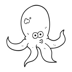 black and white cartoon octopus