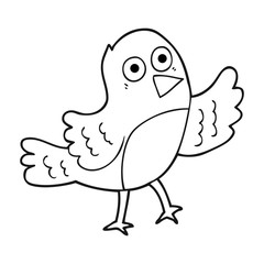 black and white cartoon bird