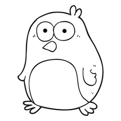 black and white cartoon bird