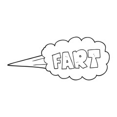 black and white cartoon fart symbol