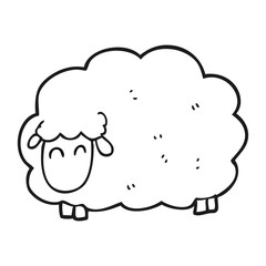 black and white cartoon sheep