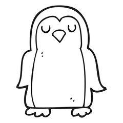 black and white cartoon christmas robin