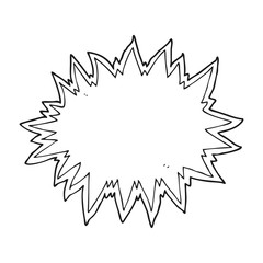 black and white cartoon explosion sign