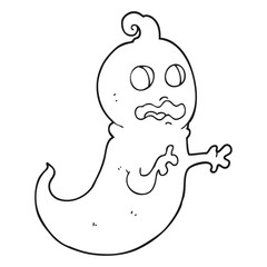 black and white cartoon ghost
