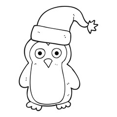 black and white cartoon penguin