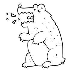 black and white cartoon bear
