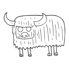 black and white cartoon hairy cow