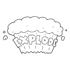 black and white cartoon explosion