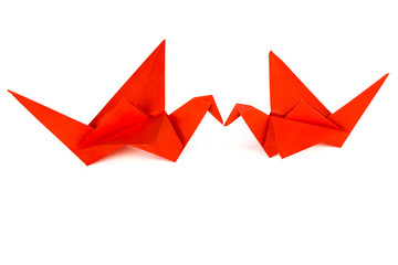 Origami birds. Birds love. Birds kiss.