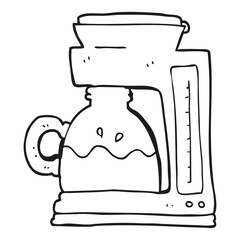 black and white cartoon coffee filter machine